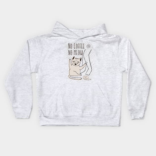 No Coffee No Meow for Coffee Addicts Kids Hoodie by Nutrignz
